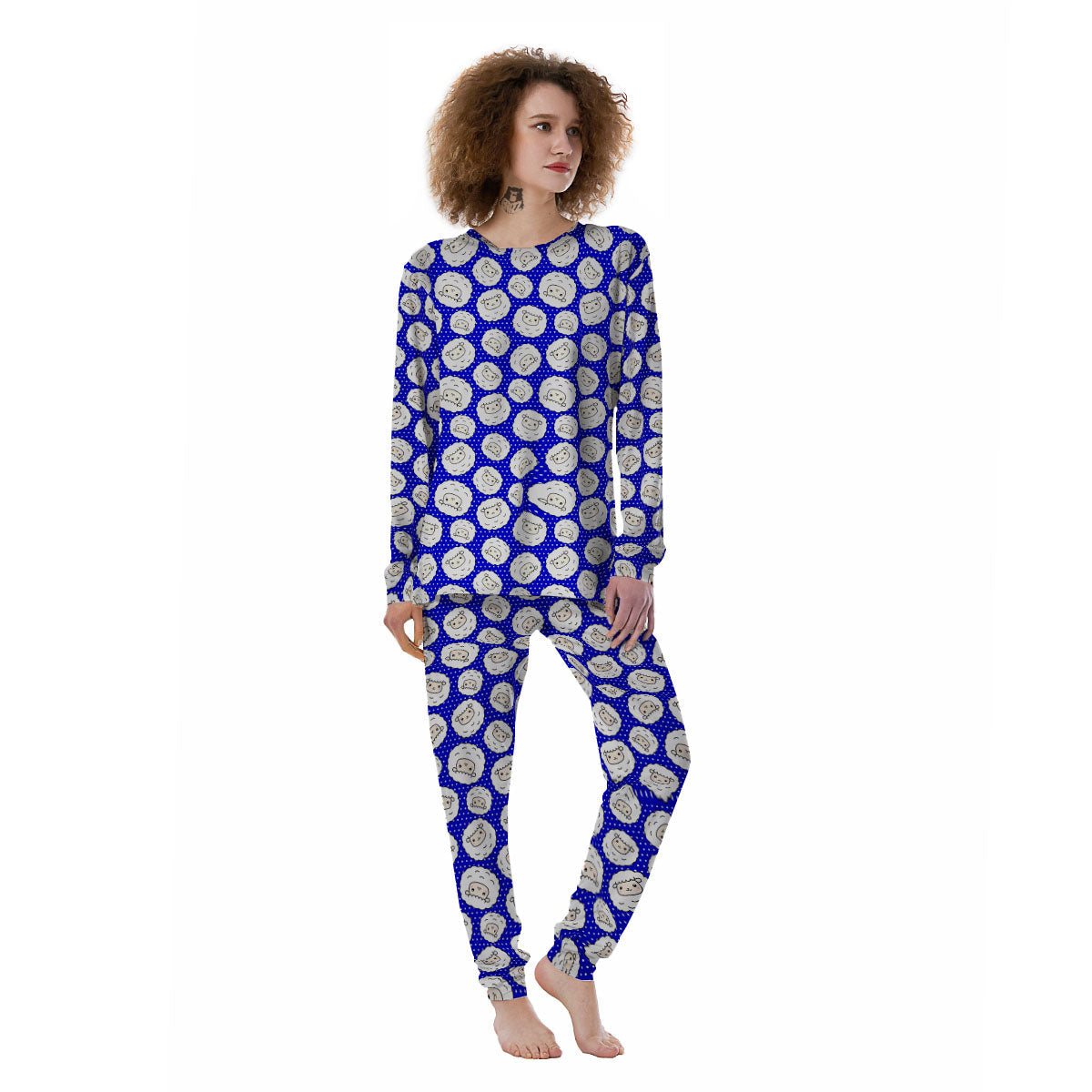Sheep Cartoon Print Pattern Women's Pajamas-grizzshop
