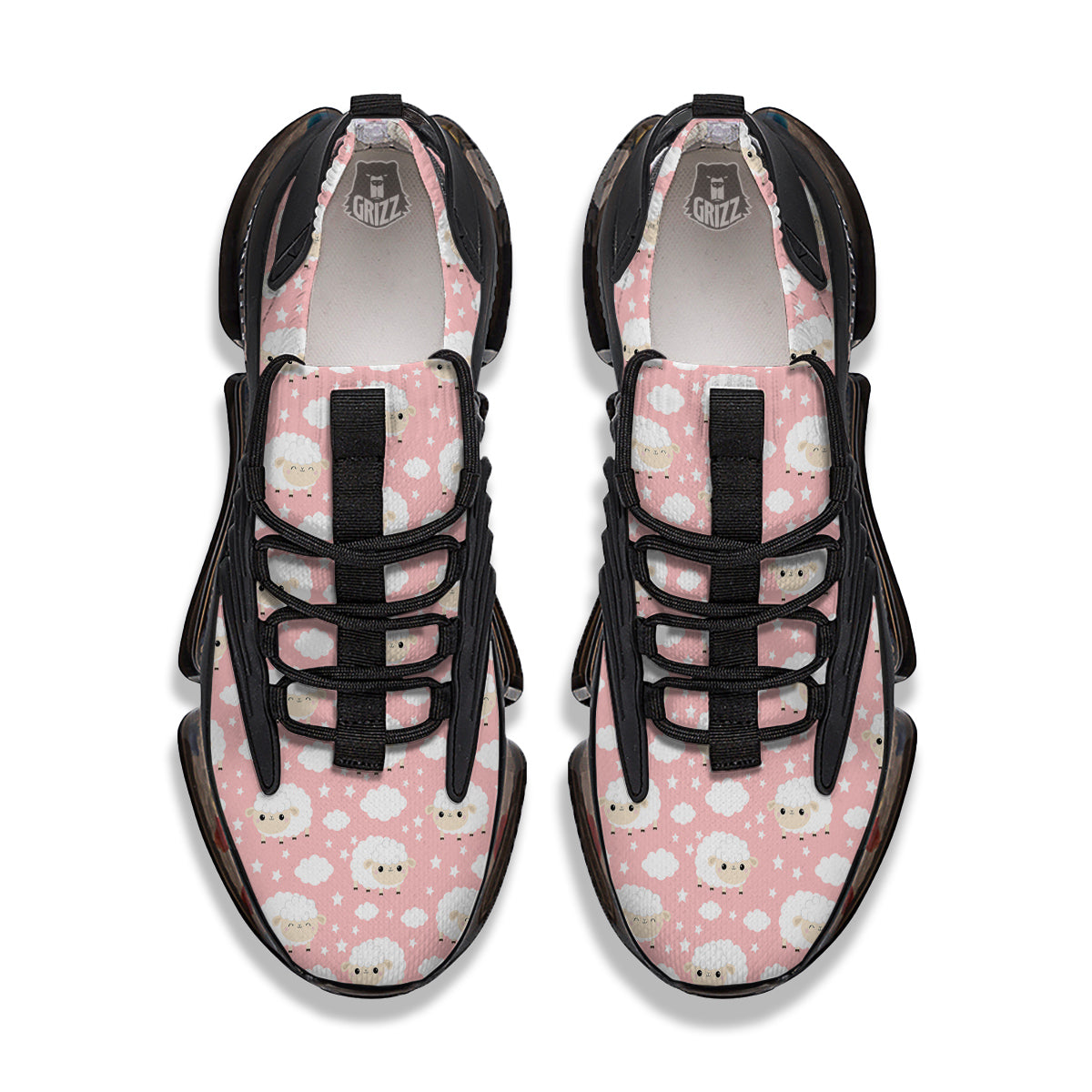Sheep Cute Print Pattern Black Gym Shoes-grizzshop