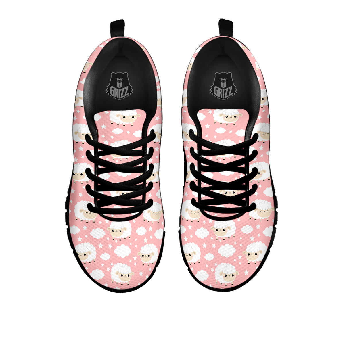 Sheep Cute Print Pattern Black Sneaker-grizzshop