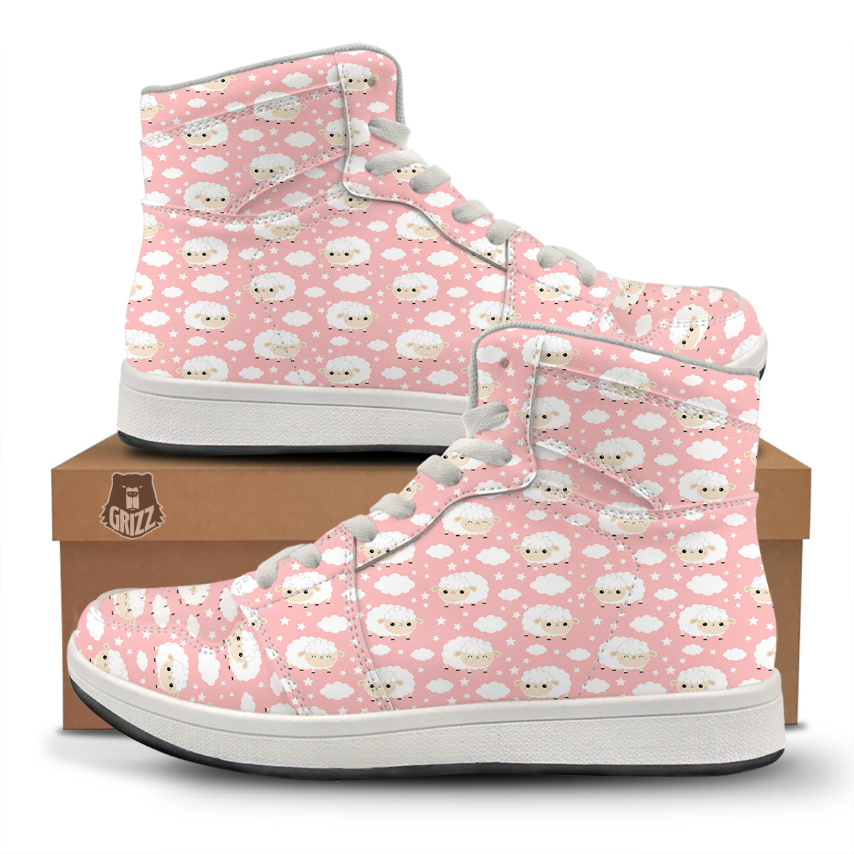 Sheep Cute Print Pattern High Top Sneakers-grizzshop