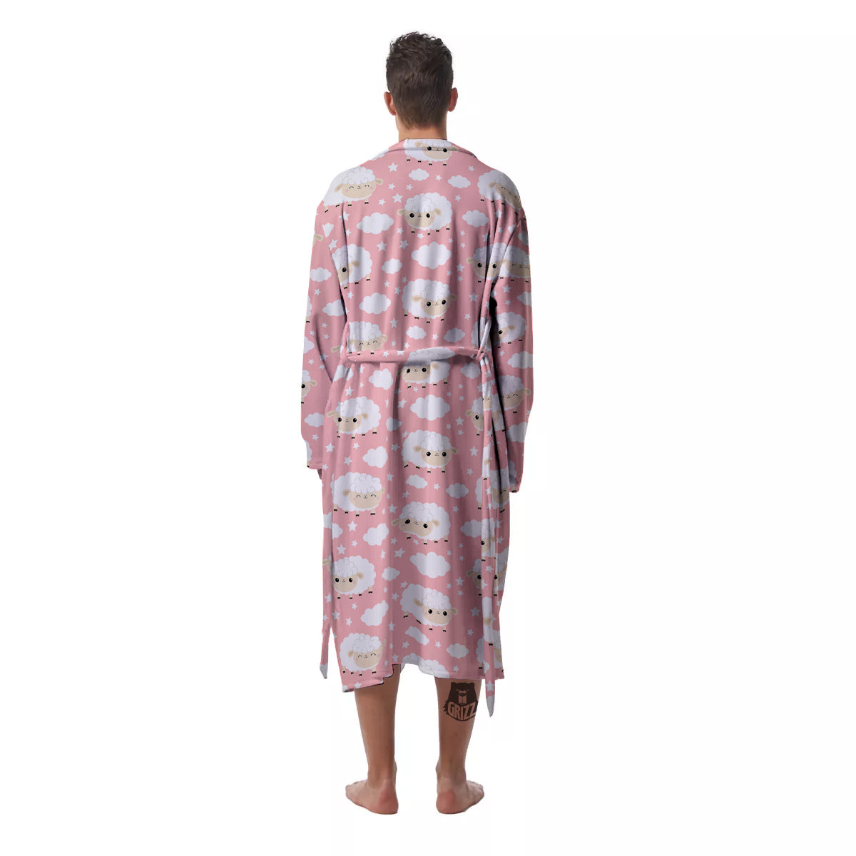 Sheep Cute Print Pattern Men's Robe-grizzshop