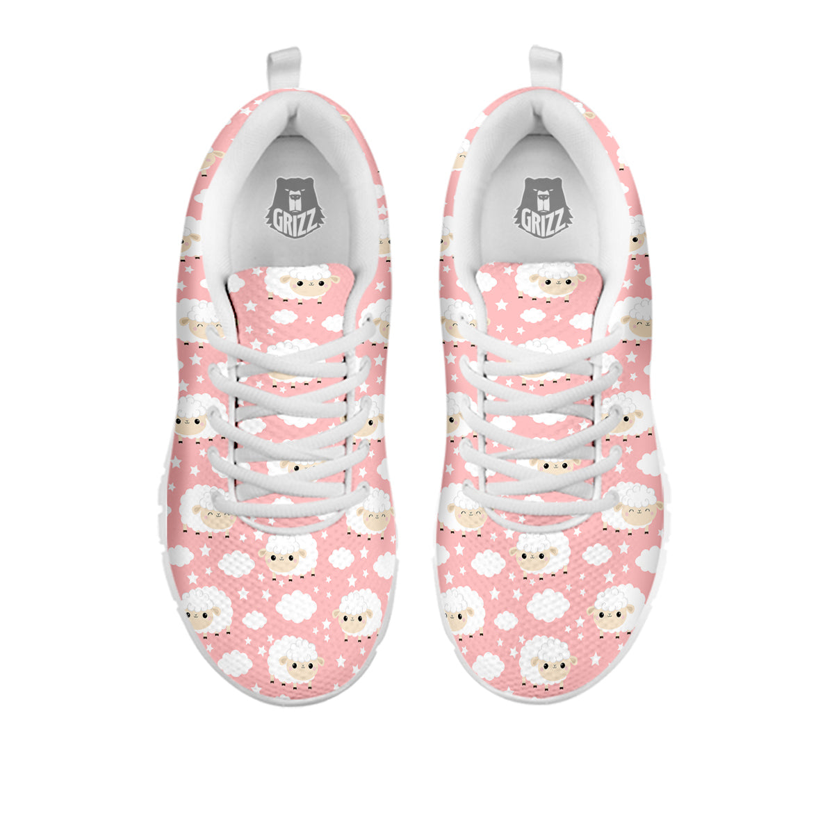 Sheep Cute Print Pattern White Sneaker-grizzshop