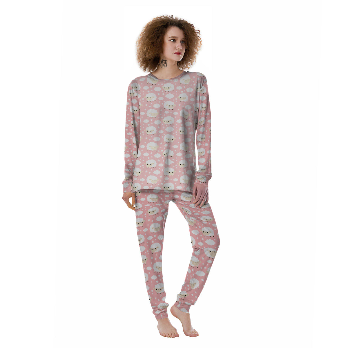 Sheep Cute Print Pattern Women's Pajamas-grizzshop