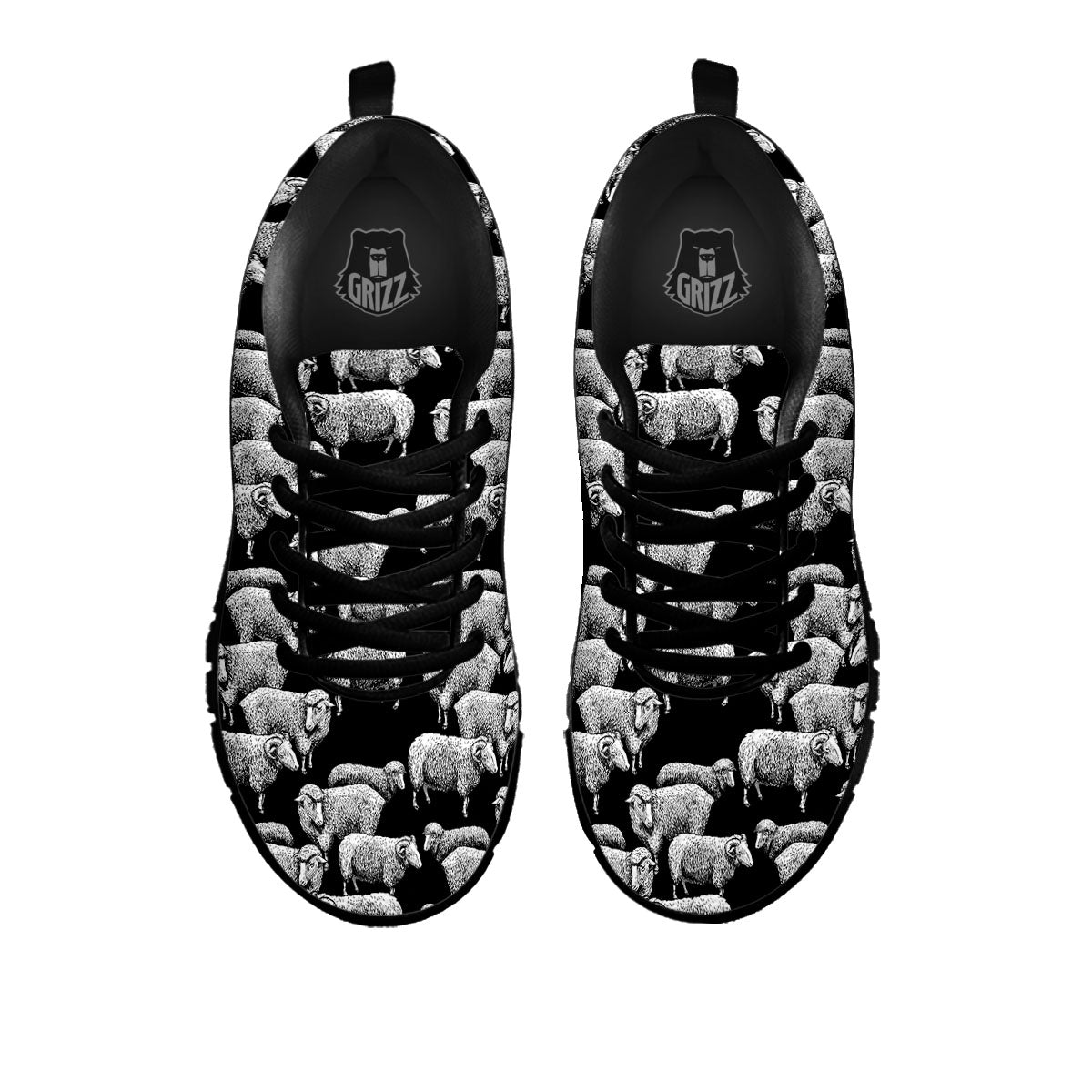 Sheep Doodle Print Pattern Black Sneaker-grizzshop