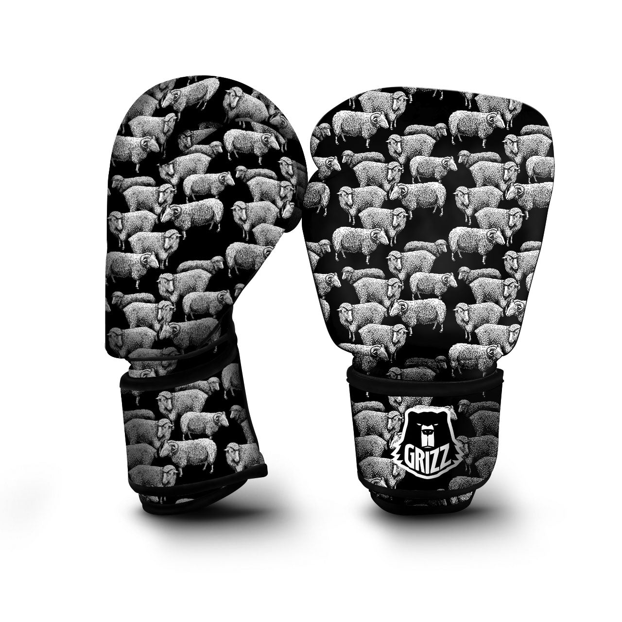 Sheep Doodle Print Pattern Boxing Gloves-grizzshop