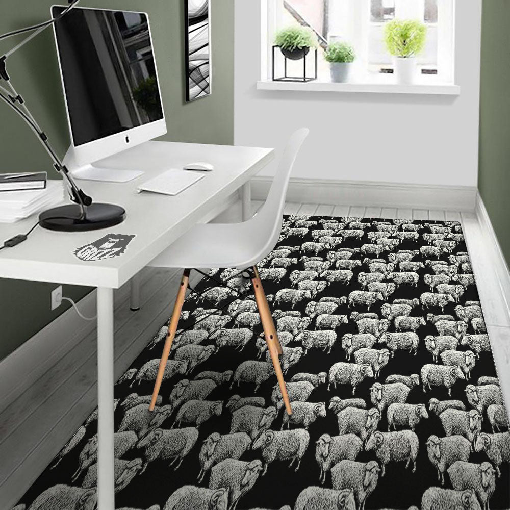 Sheep Doodle Print Pattern Floor Mat-grizzshop