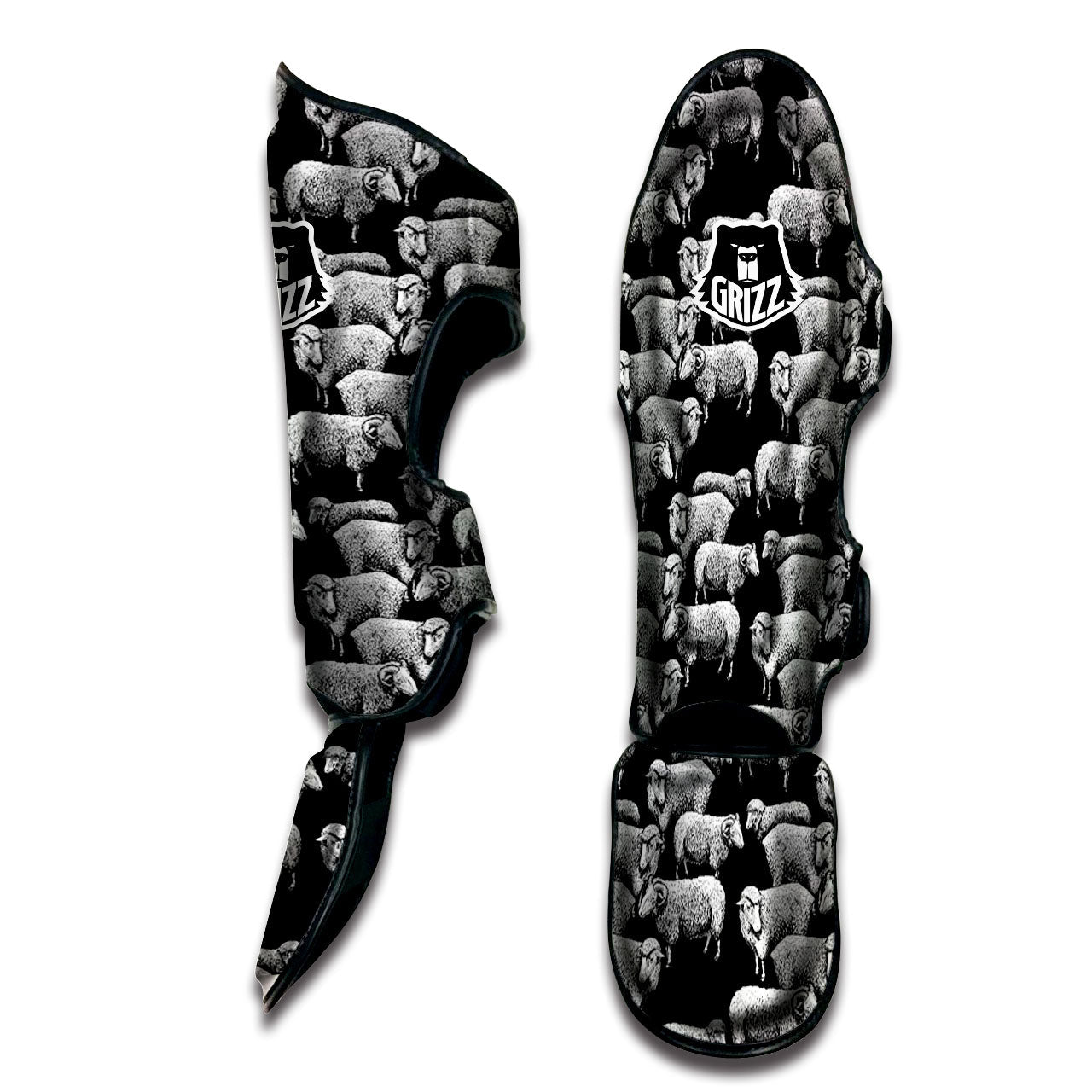Sheep Doodle Print Pattern Muay Thai Shin Guards-grizzshop