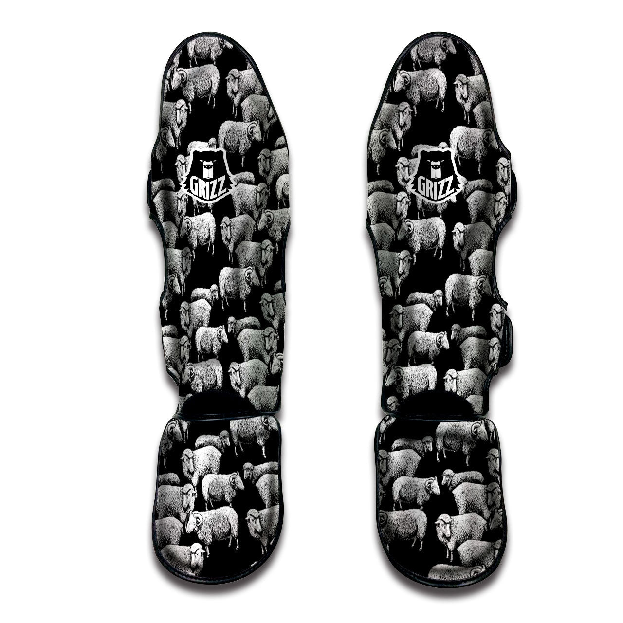 Sheep Doodle Print Pattern Muay Thai Shin Guards-grizzshop