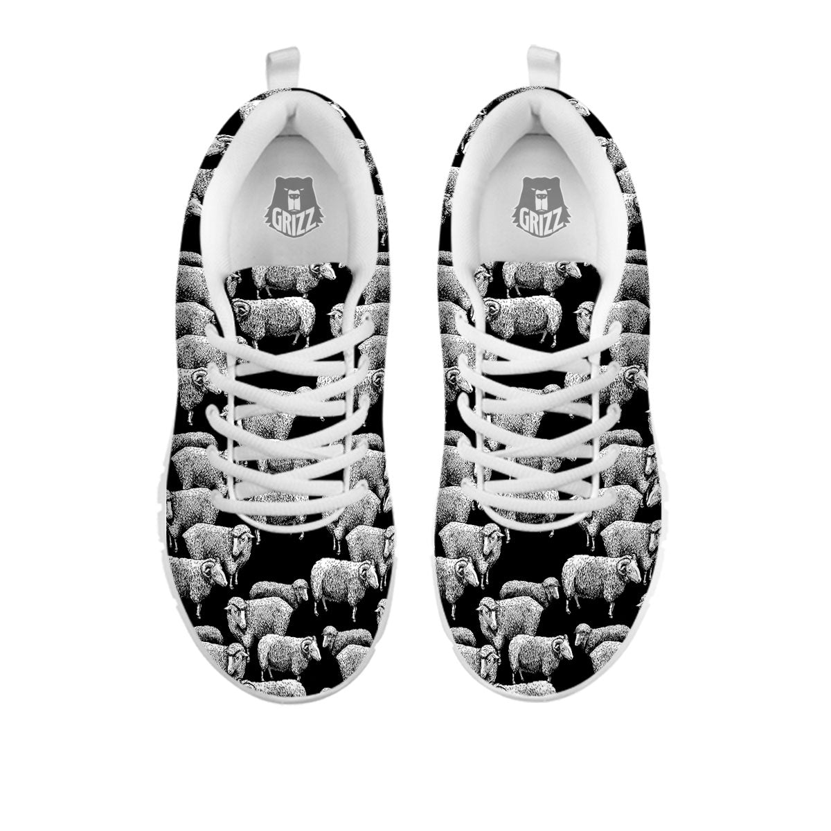 Sheep Doodle Print Pattern White Sneaker-grizzshop