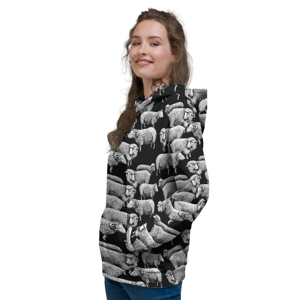 Sheep Doodle Print Pattern Women's Hoodie-grizzshop