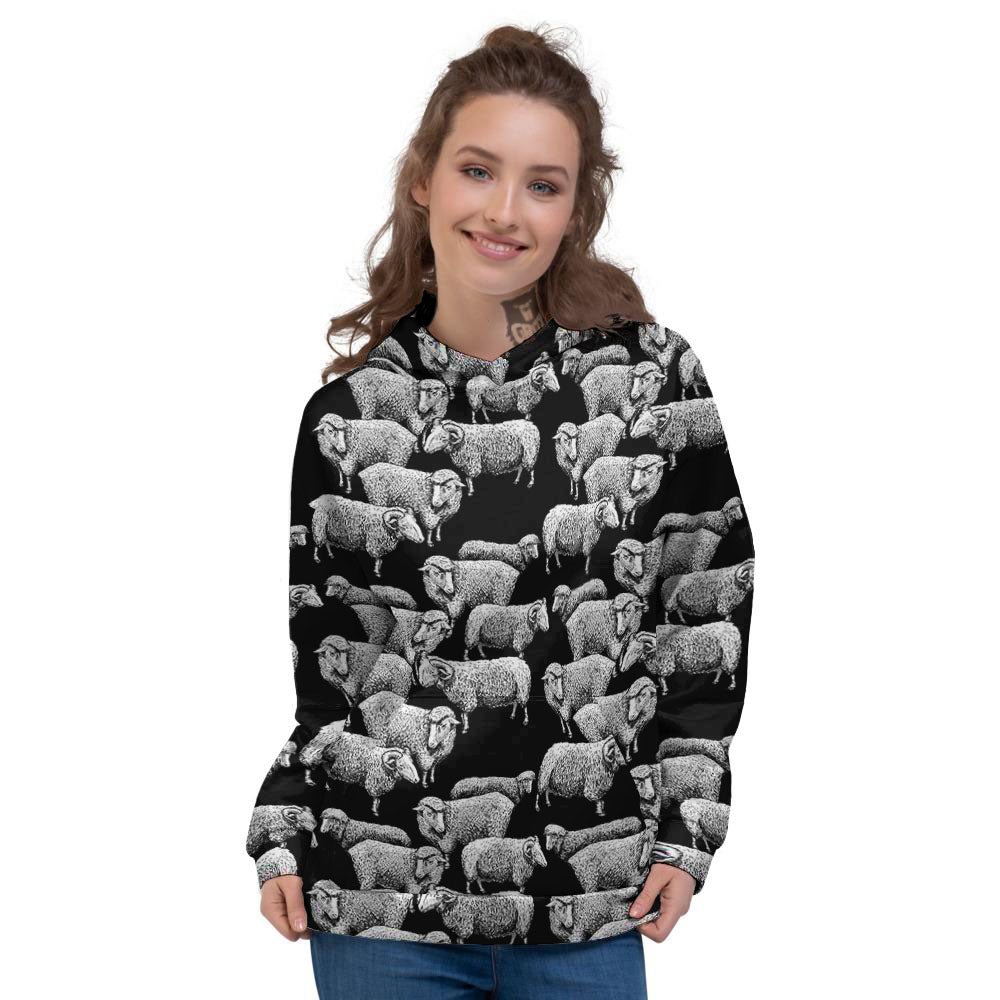 Sheep Doodle Print Pattern Women's Hoodie-grizzshop
