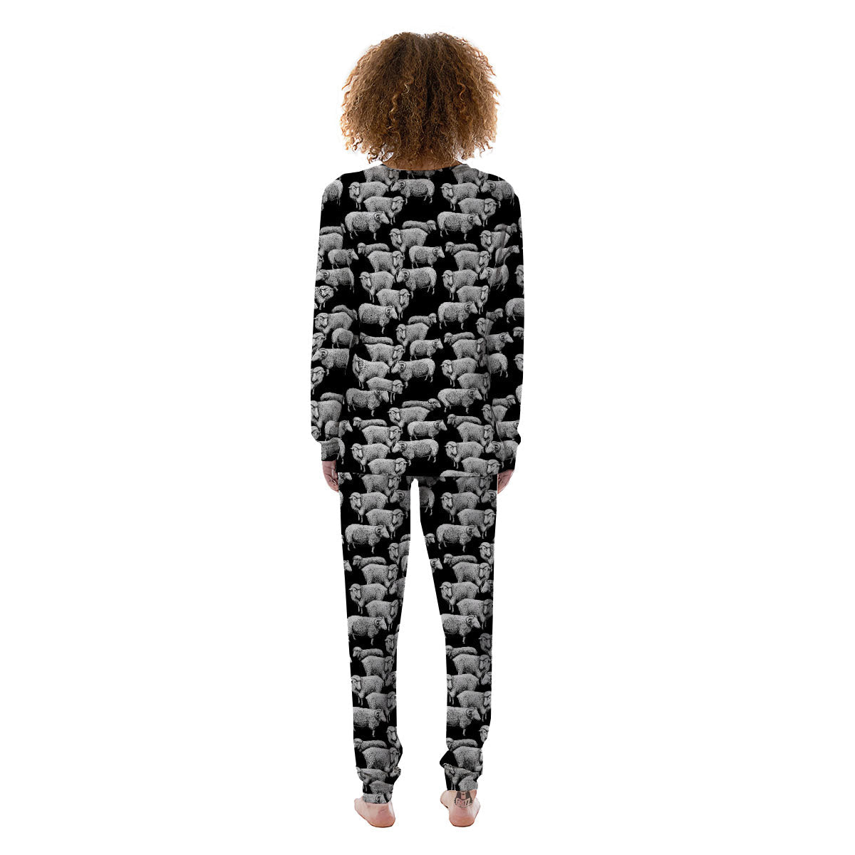 Sheep Doodle Print Pattern Women's Pajamas-grizzshop