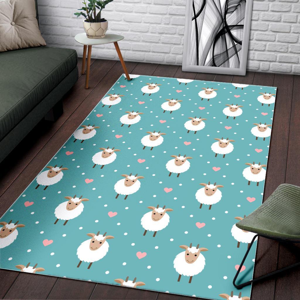 Sheep Goat Pattern Print Floor Mat-grizzshop