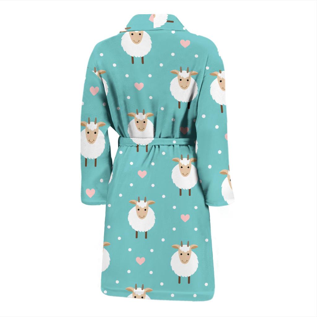 Sheep Goat Pattern Print Men Long Robe-grizzshop