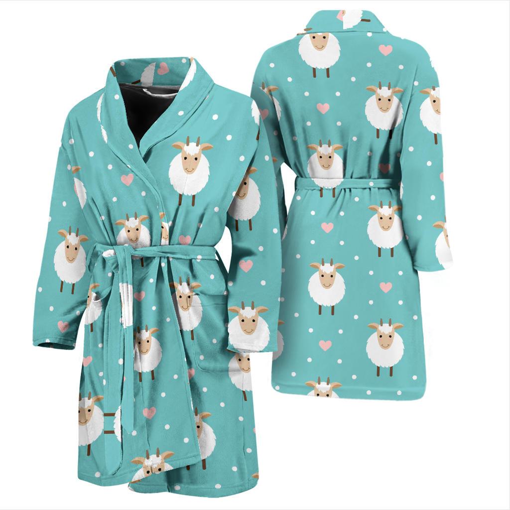 Sheep Goat Pattern Print Men Long Robe-grizzshop