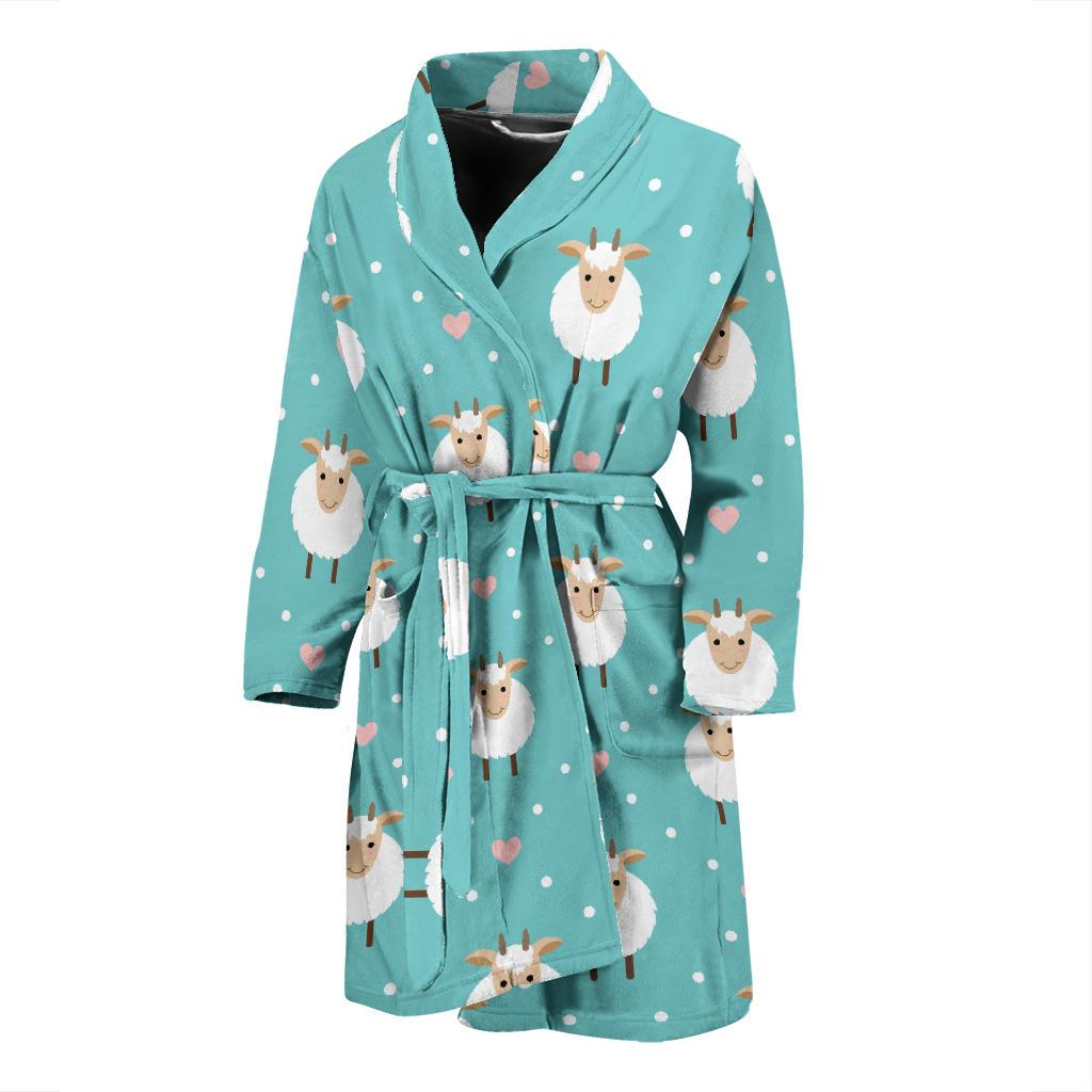 Sheep Goat Pattern Print Men Long Robe-grizzshop