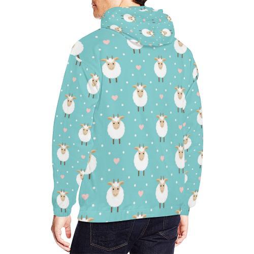 Sheep Goat Pattern Print Men Pullover Hoodie-grizzshop