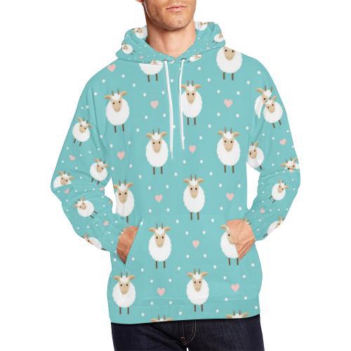 Sheep Goat Pattern Print Men Pullover Hoodie-grizzshop