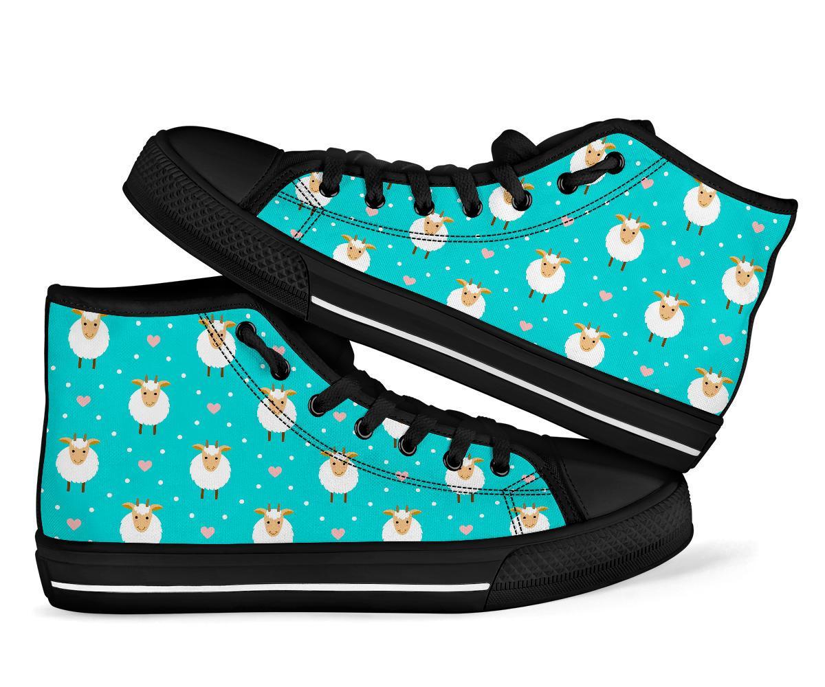 Sheep Goat Pattern Print Men Women's High Top Shoes-grizzshop