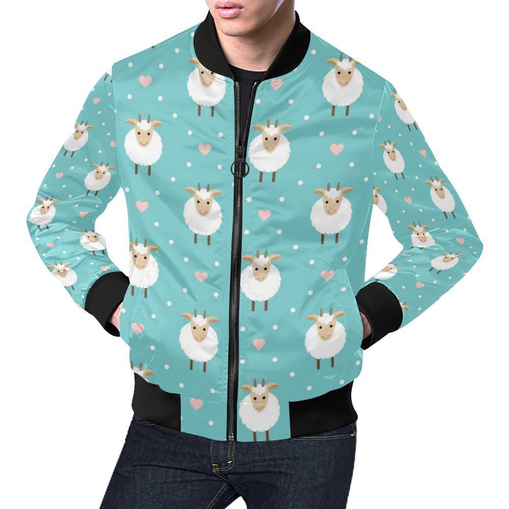 Sheep Goat Pattern Print Men's Bomber Jacket-grizzshop