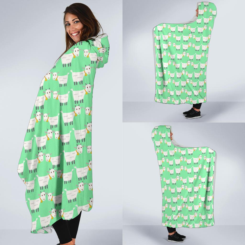 Sheep Goat Print Pattern Hooded Blanket-grizzshop