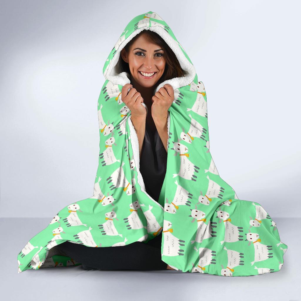 Sheep Goat Print Pattern Hooded Blanket-grizzshop