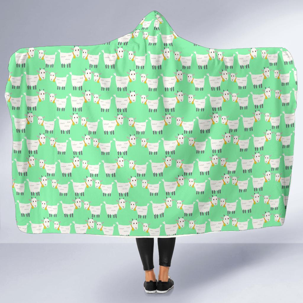 Sheep Goat Print Pattern Hooded Blanket-grizzshop