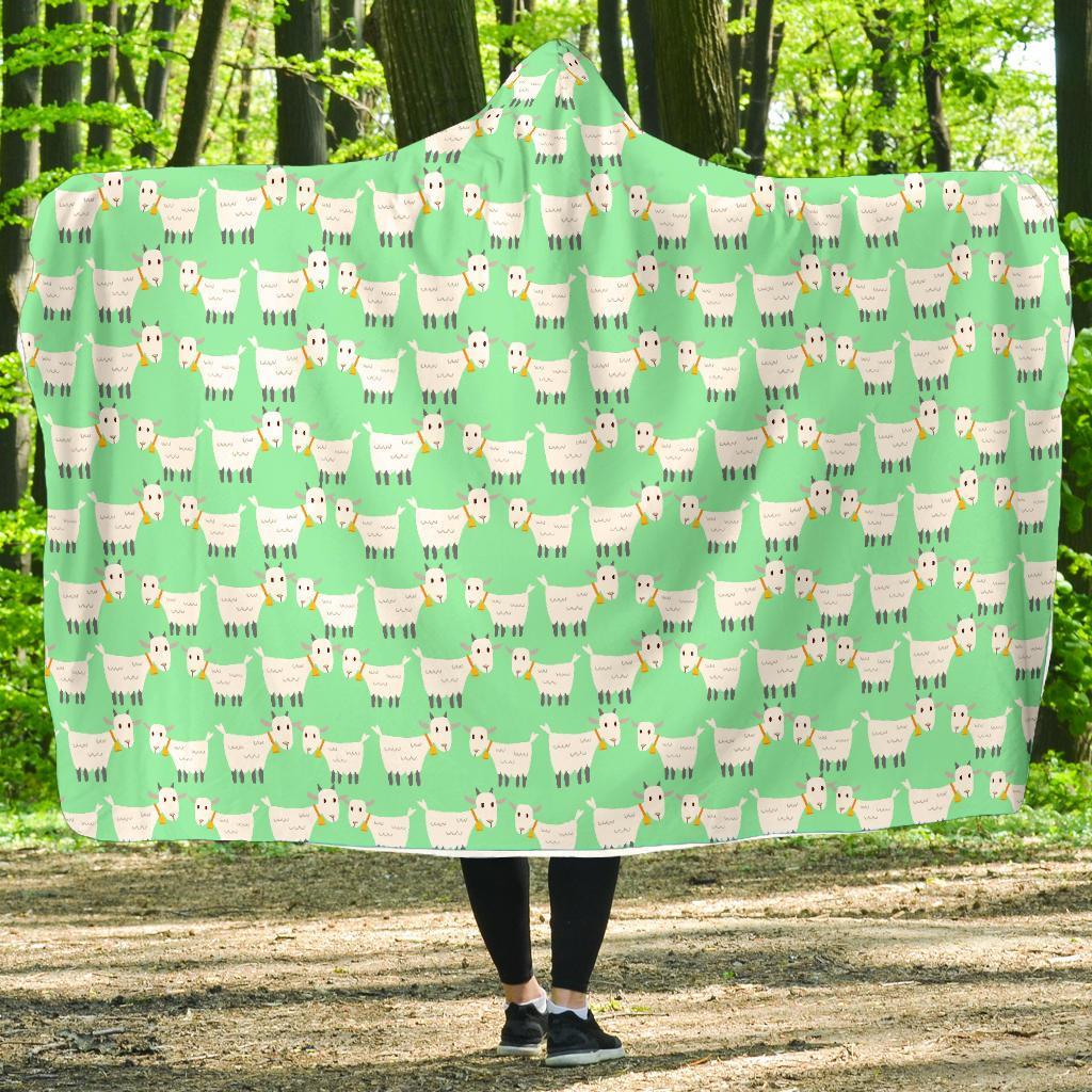 Sheep Goat Print Pattern Hooded Blanket-grizzshop