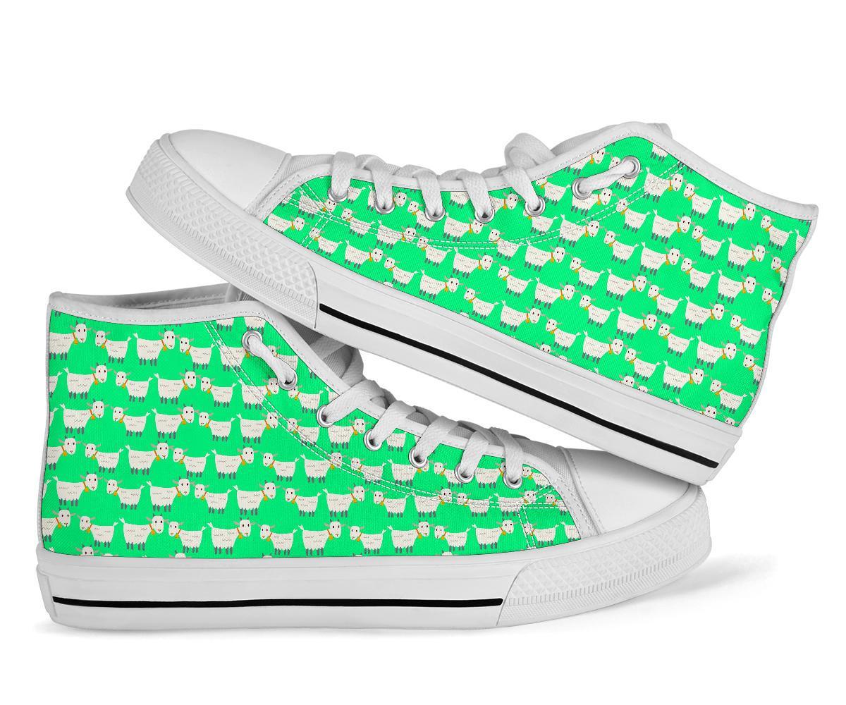 Sheep Goat Print Pattern Men Women's High Top Shoes-grizzshop