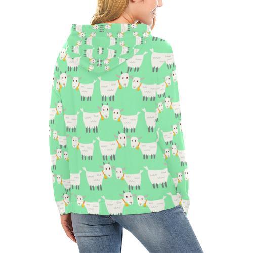 Sheep Goat Print Pattern Women Pullover Hoodie-grizzshop