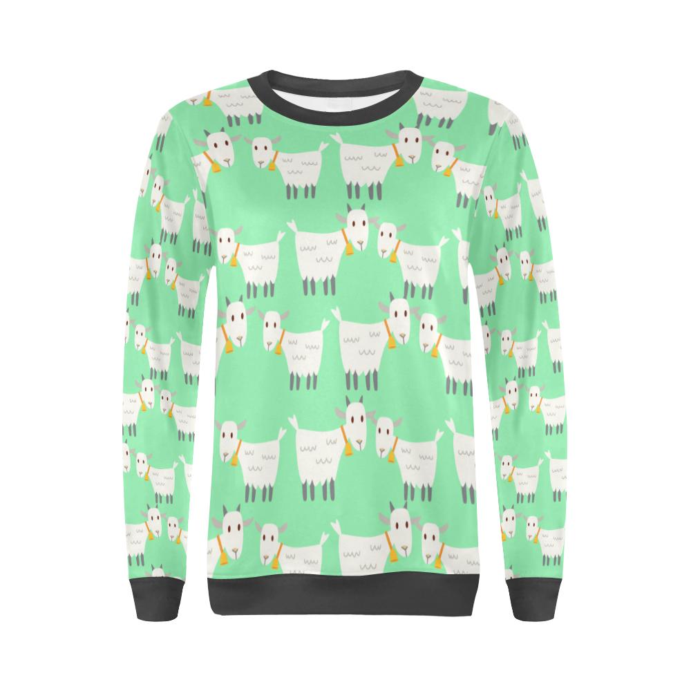 Sheep Goat Print Pattern Women's Sweatshirt-grizzshop