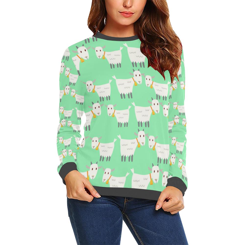 Sheep Goat Print Pattern Women's Sweatshirt-grizzshop