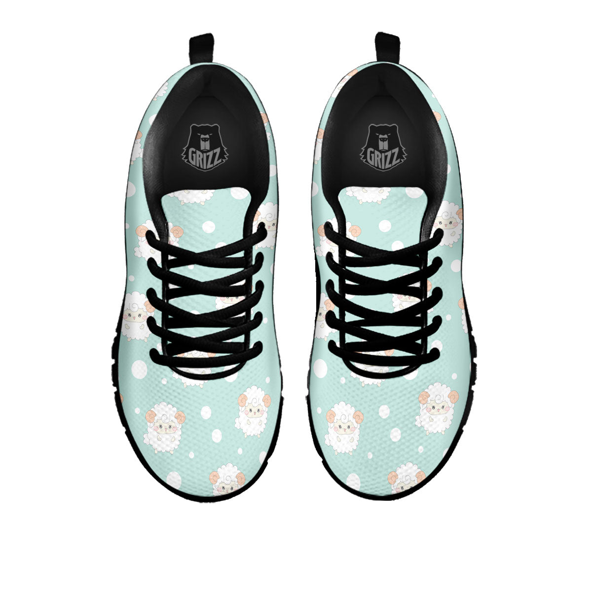 Sheep Kawaii Print Pattern Black Sneaker-grizzshop