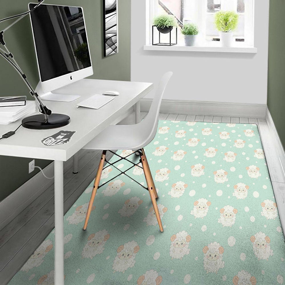 Sheep Kawaii Print Pattern Floor Mat-grizzshop