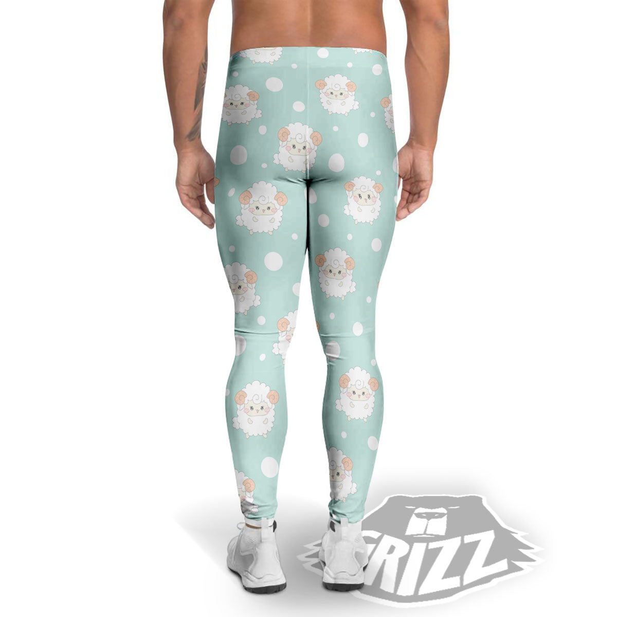 Sheep Kawaii Print Pattern Men's Leggings-grizzshop