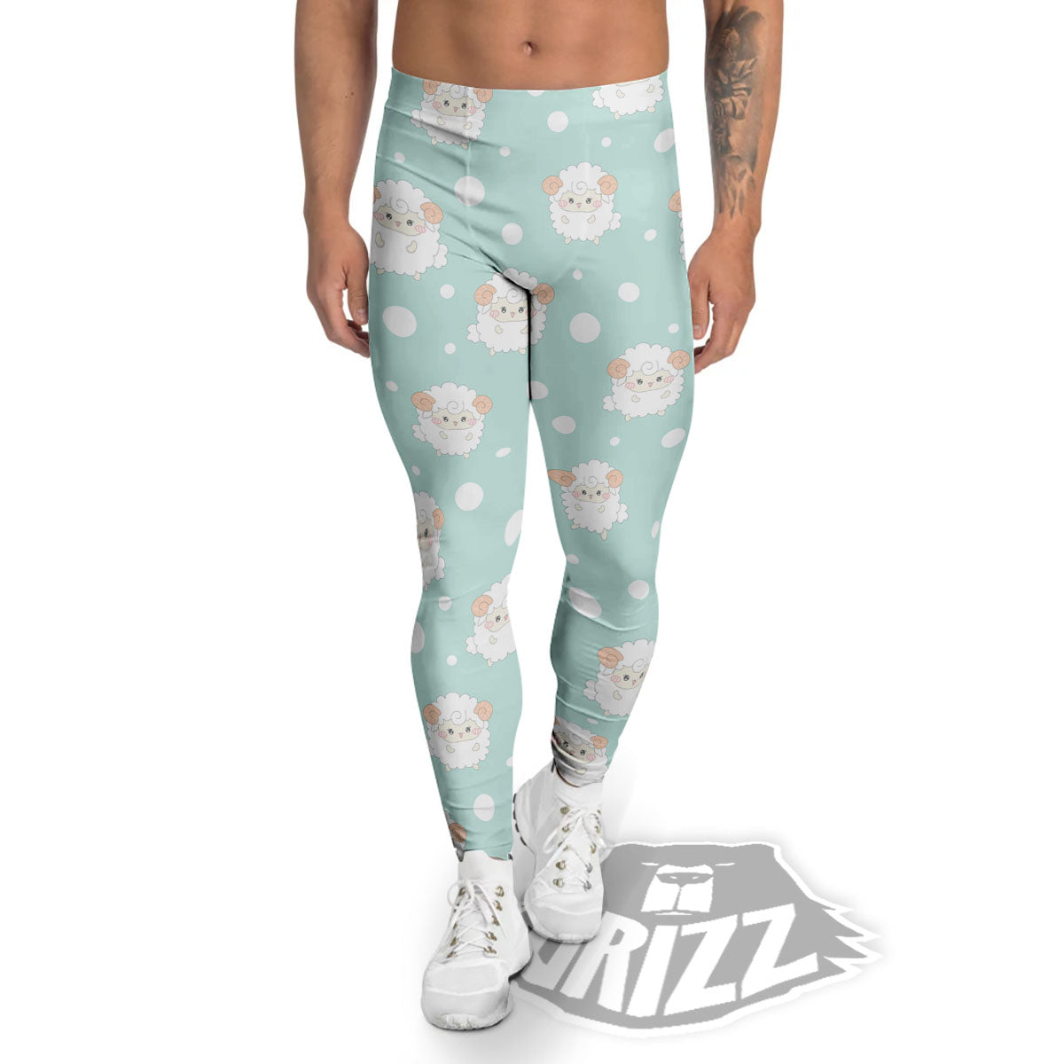 Sheep Kawaii Print Pattern Men's Leggings-grizzshop