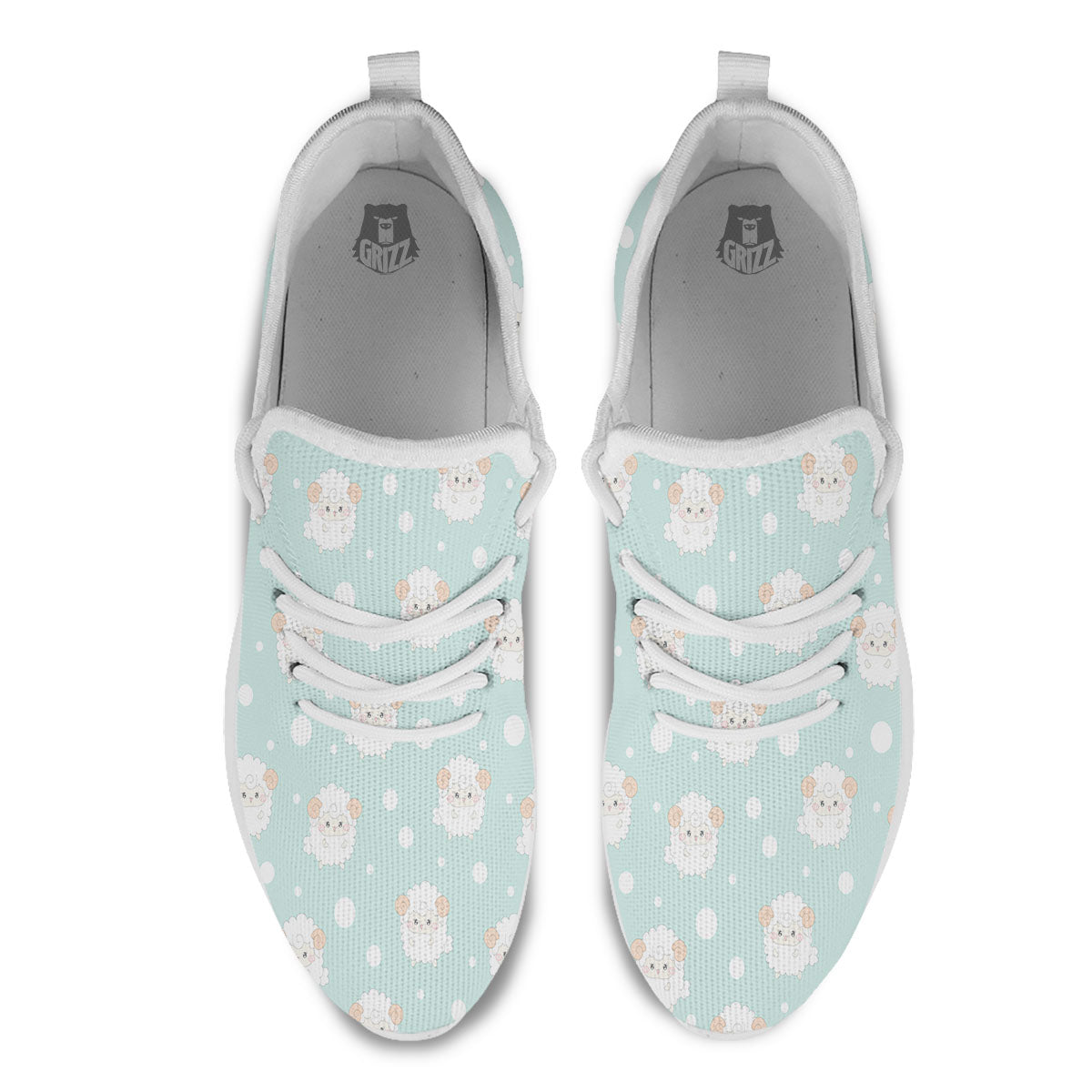 Sheep Kawaii Print Pattern White Athletic Shoes-grizzshop