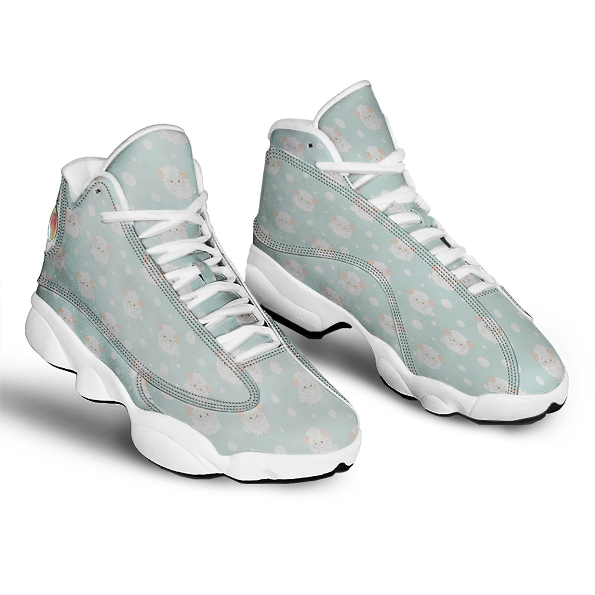 Sheep Kawaii Print Pattern White Basketball Shoes-grizzshop