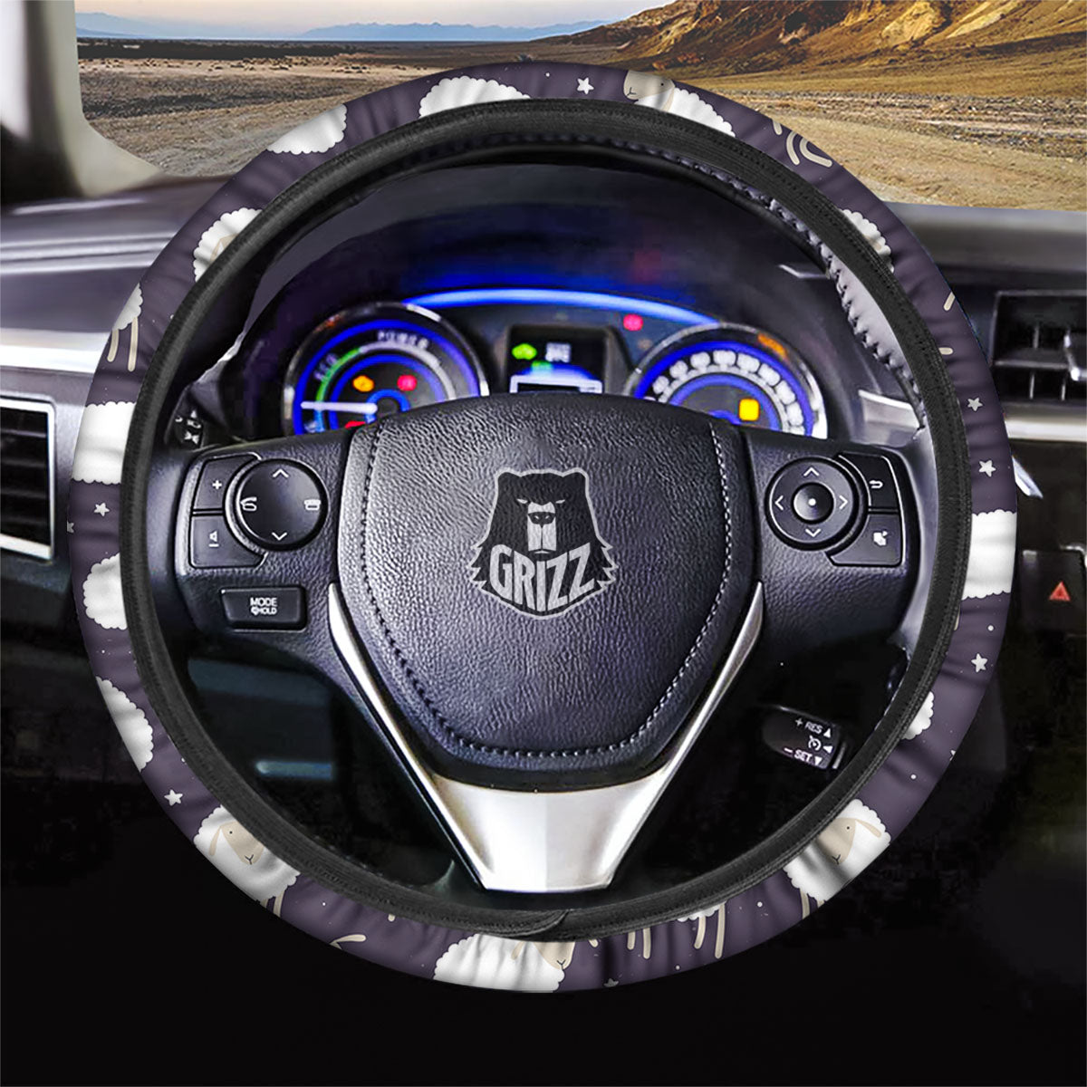 Sheep Print Pattern Car Steering Wheel Cover-grizzshop