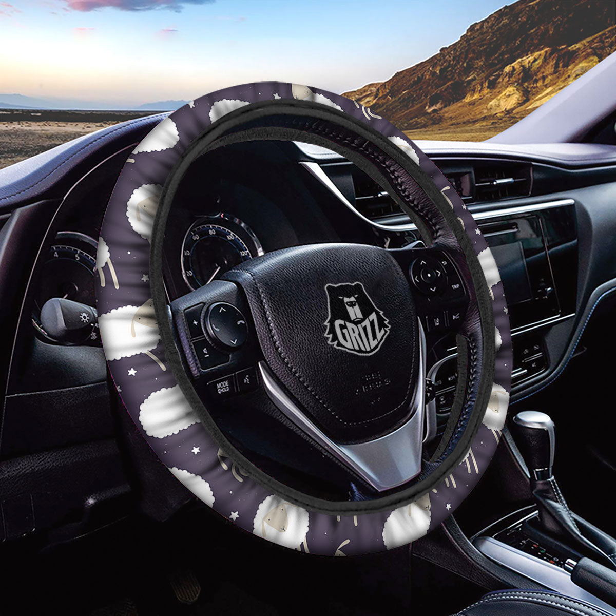 Sheep Print Pattern Car Steering Wheel Cover-grizzshop