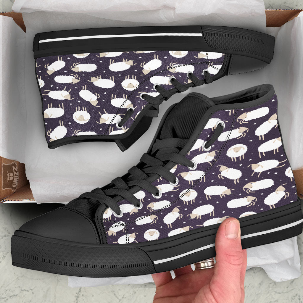 Sheep Print Pattern High Top Shoes-grizzshop