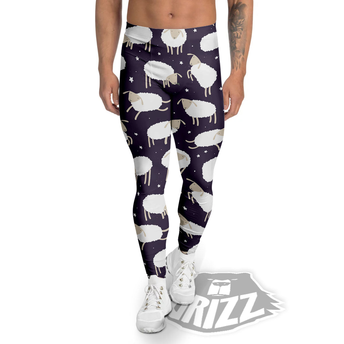 Sheep Print Pattern Men's Leggings-grizzshop