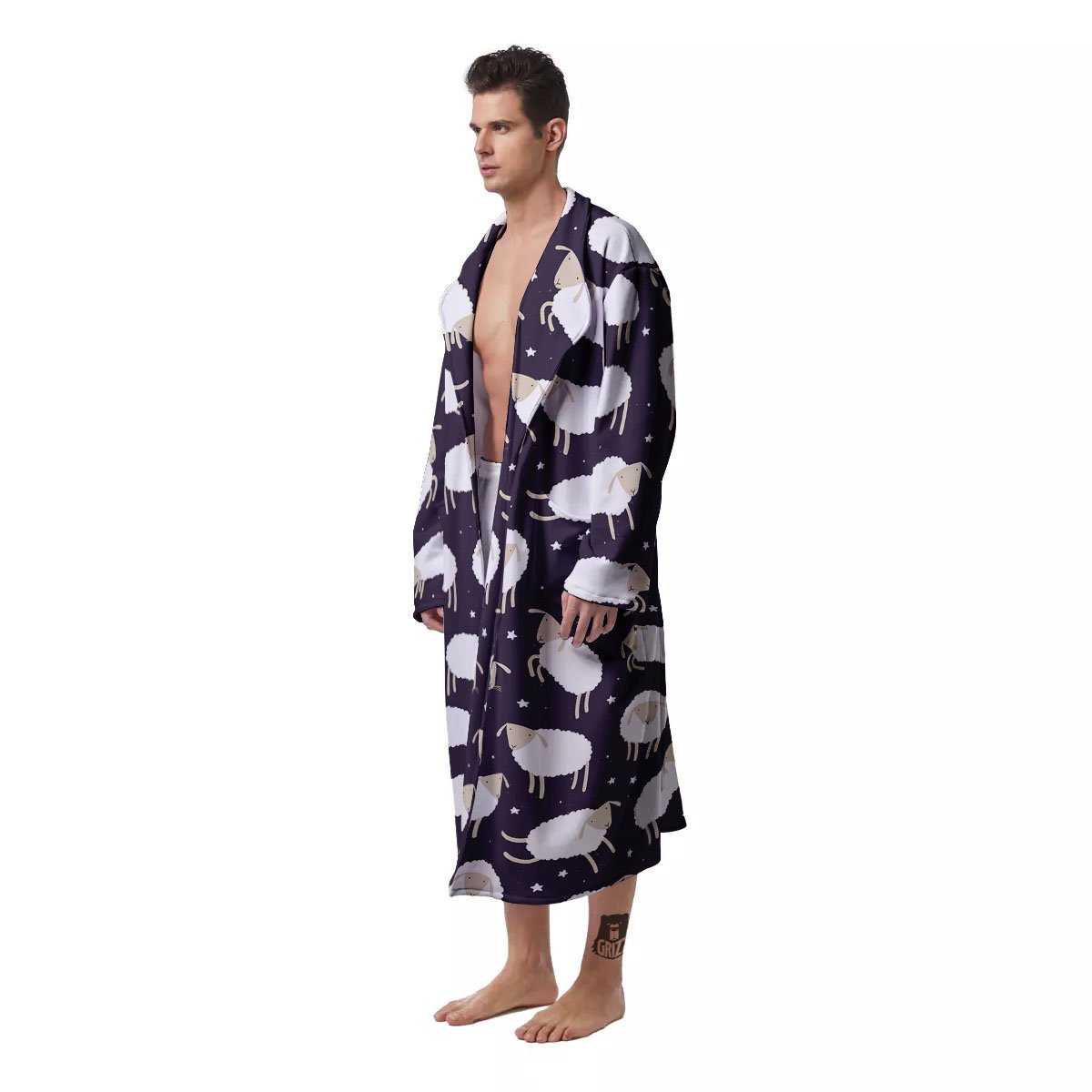 Sheep Print Pattern Men's Robe-grizzshop