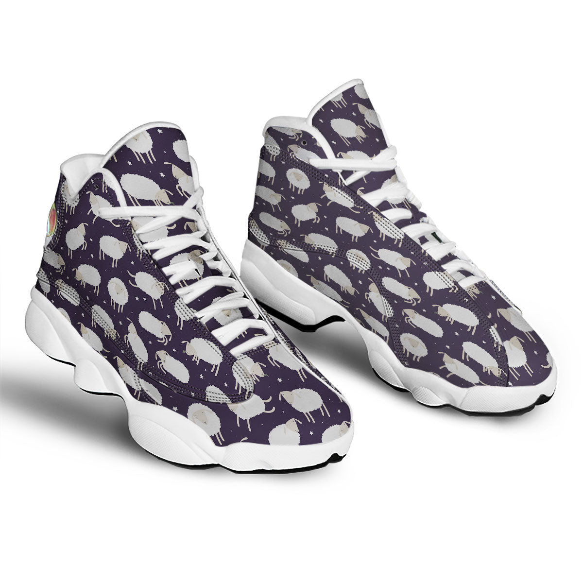 Sheep Print Pattern White Basketball Shoes-grizzshop