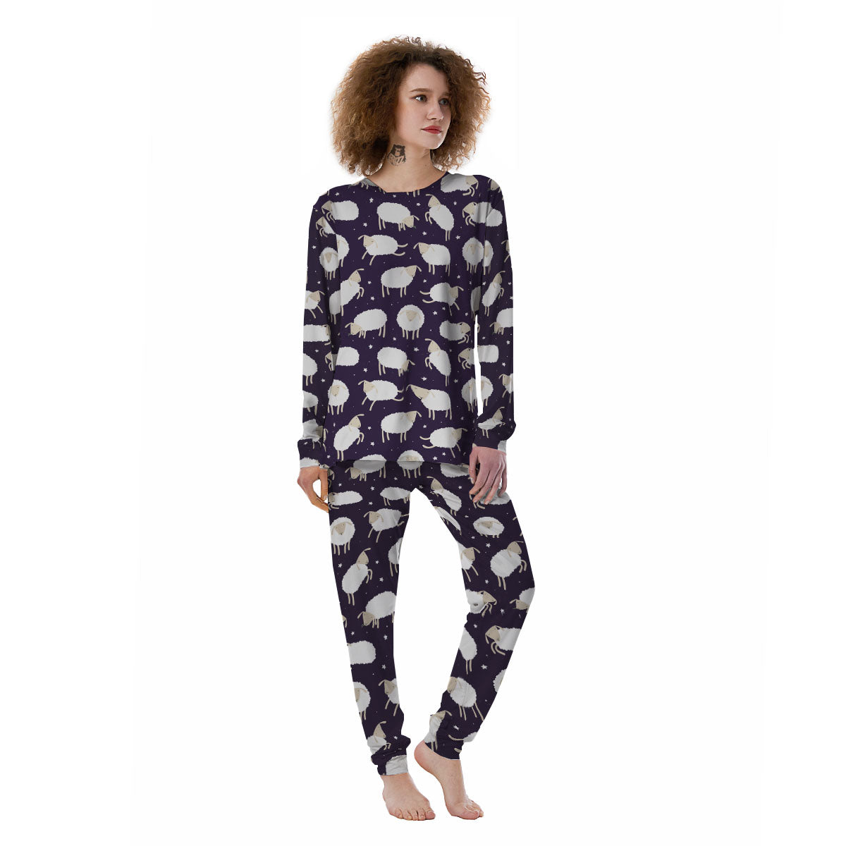 Sheep Print Pattern Women's Pajamas-grizzshop