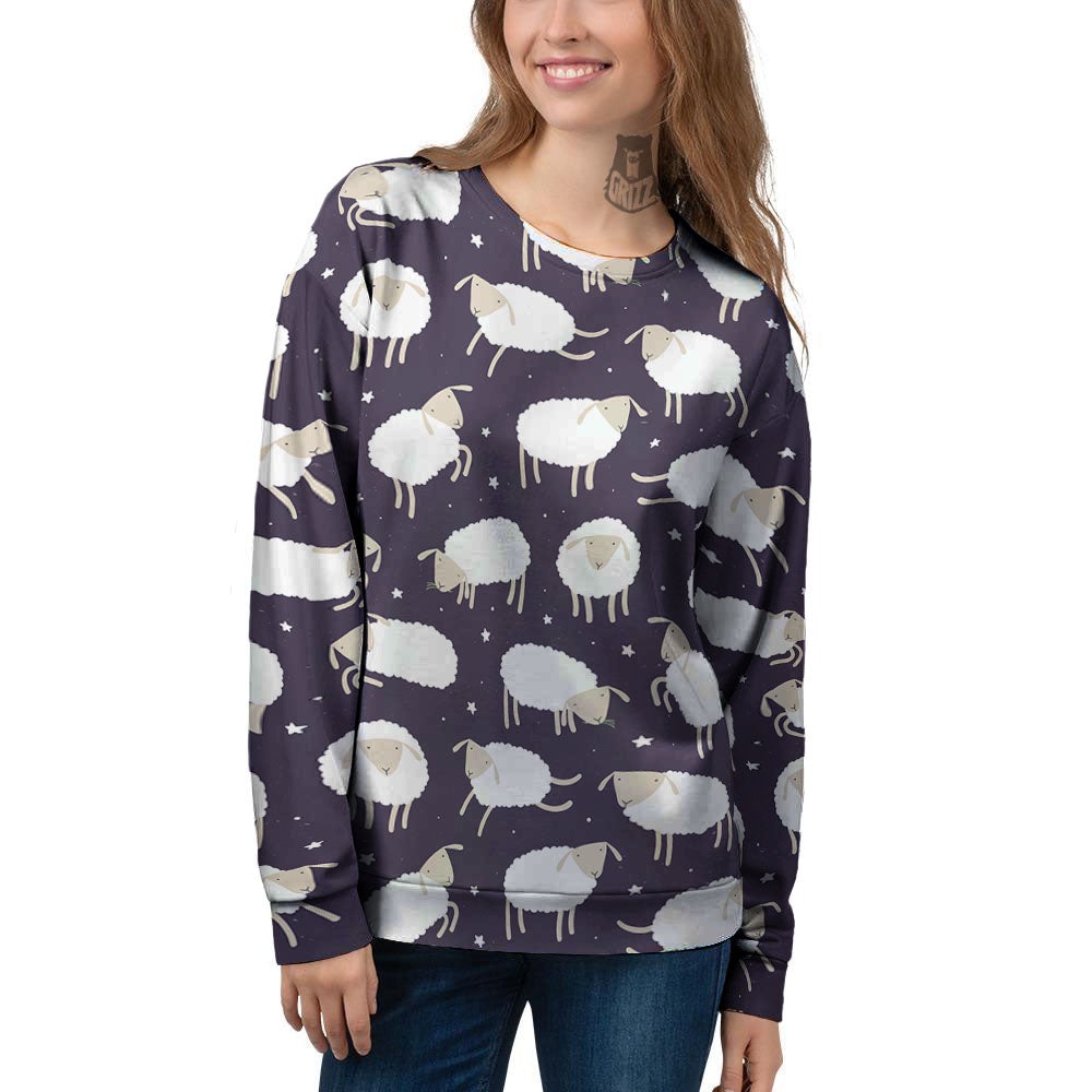 Sheep Print Pattern Women's Sweatshirt-grizzshop