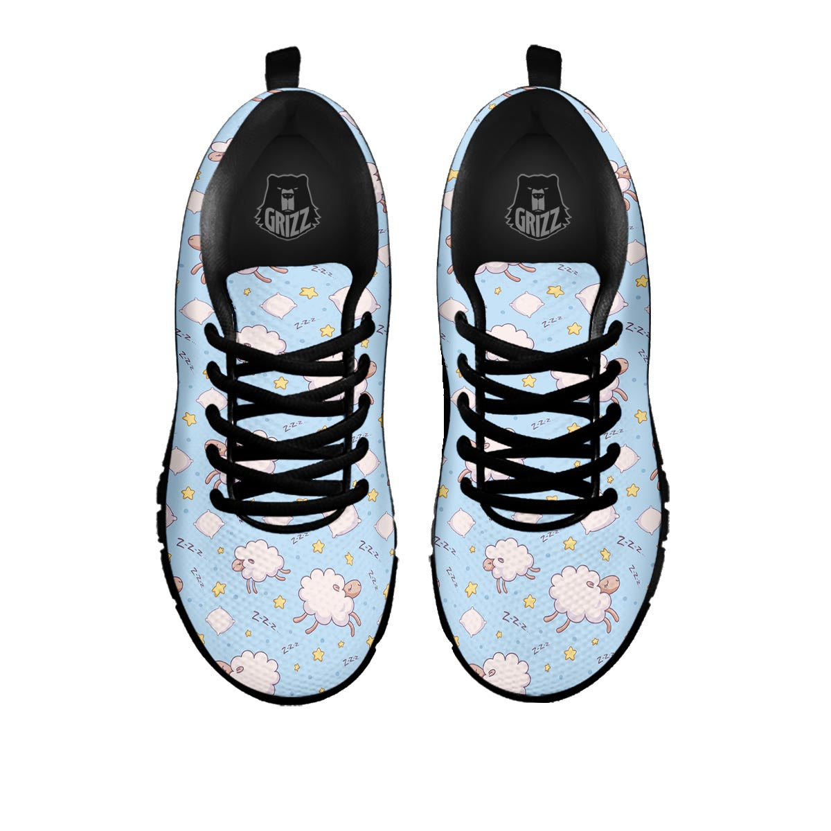 Sheep Sleeping Print Pattern Black Sneaker-grizzshop