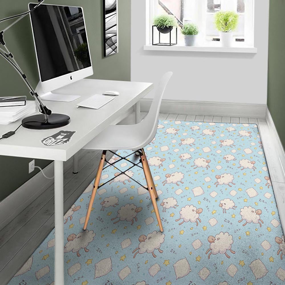 Sheep Sleeping Print Pattern Floor Mat-grizzshop