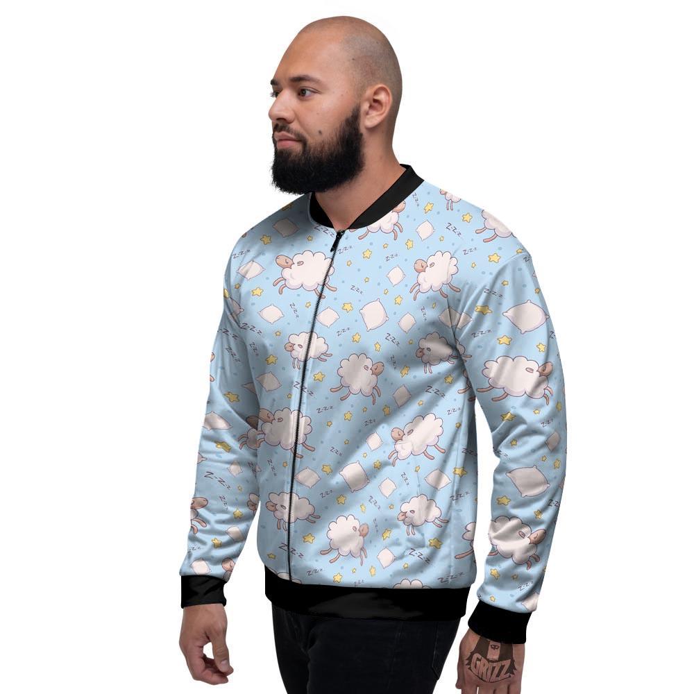 Sheep Sleeping Print Pattern Men's Bomber Jacket-grizzshop