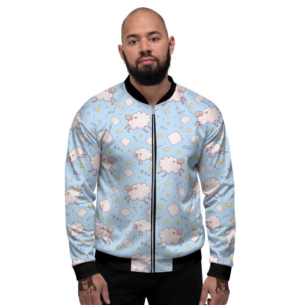 Sheep Sleeping Print Pattern Men's Bomber Jacket-grizzshop